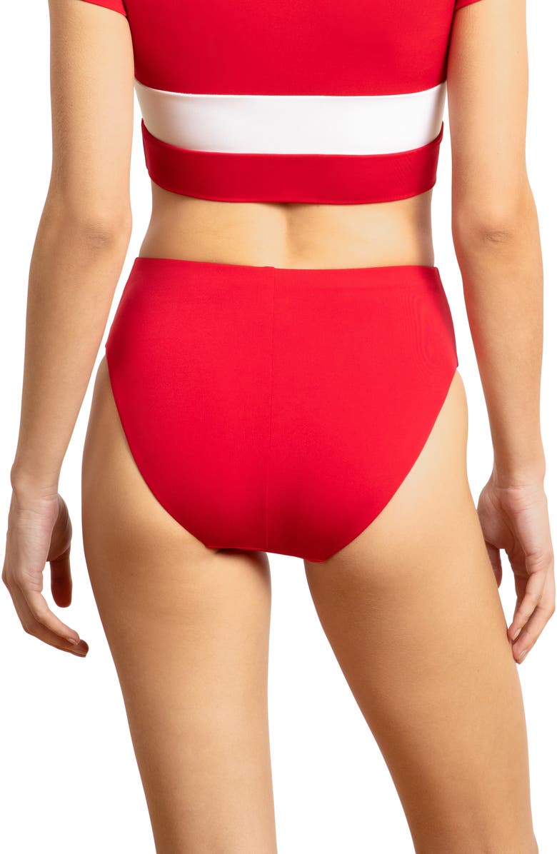 Robin Piccone Ava High Waist Bikini Bottoms, Alternate, color, Peony