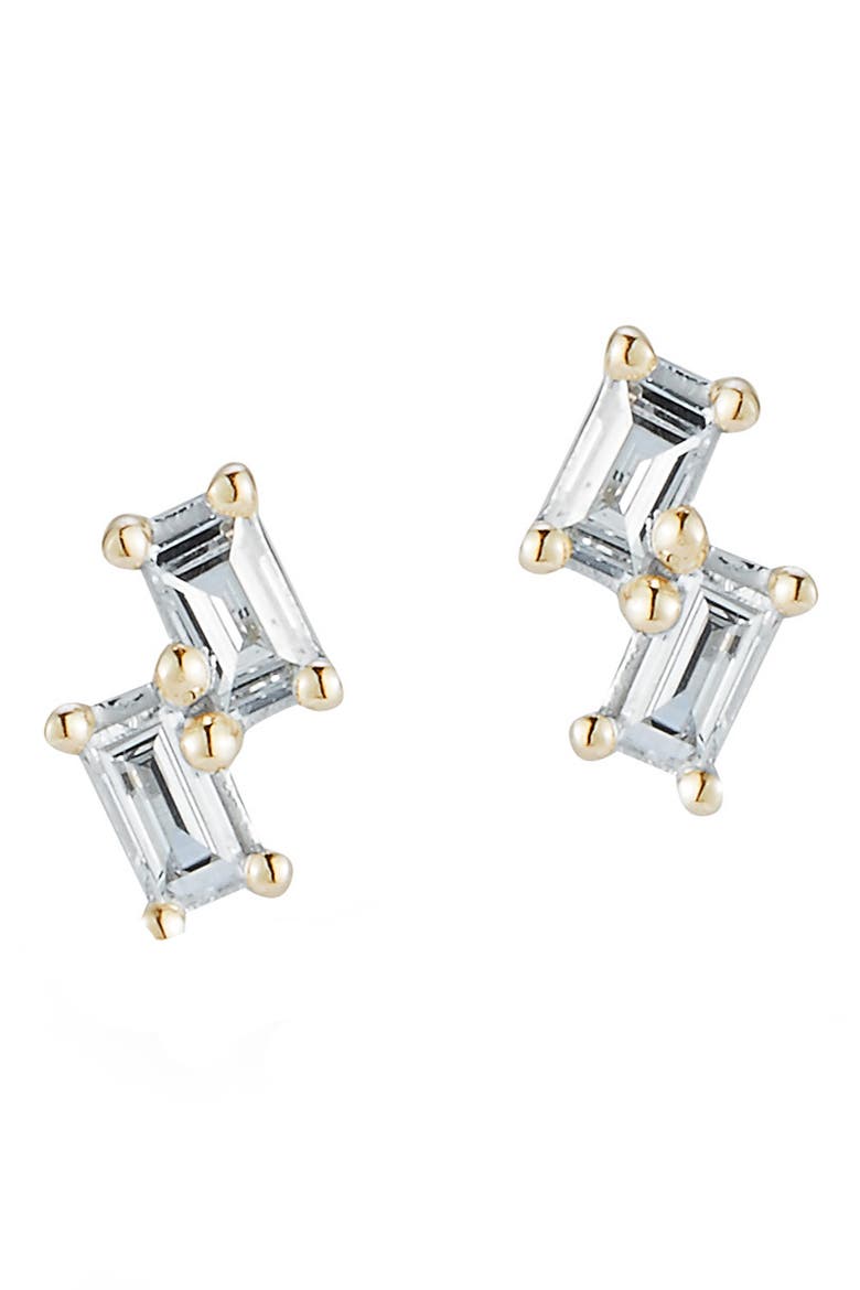 Baguette Diamond Stud Earrings, Main, color, YELLOW GOLD