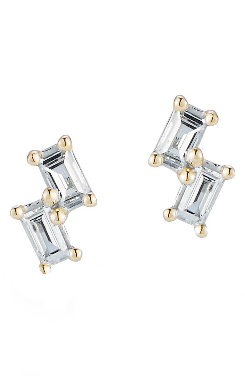 Dana Rebecca Designs Baguette Diamond Stud Earrings, Main, color, Yellow Gold