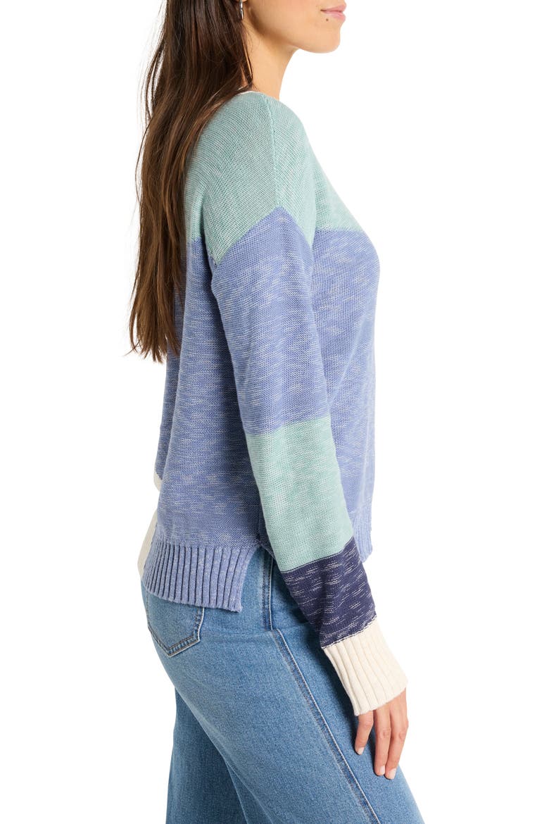 Color Crossing Colorblock Cotton Blend Sweater, Alternate, color, BLUE MULTI