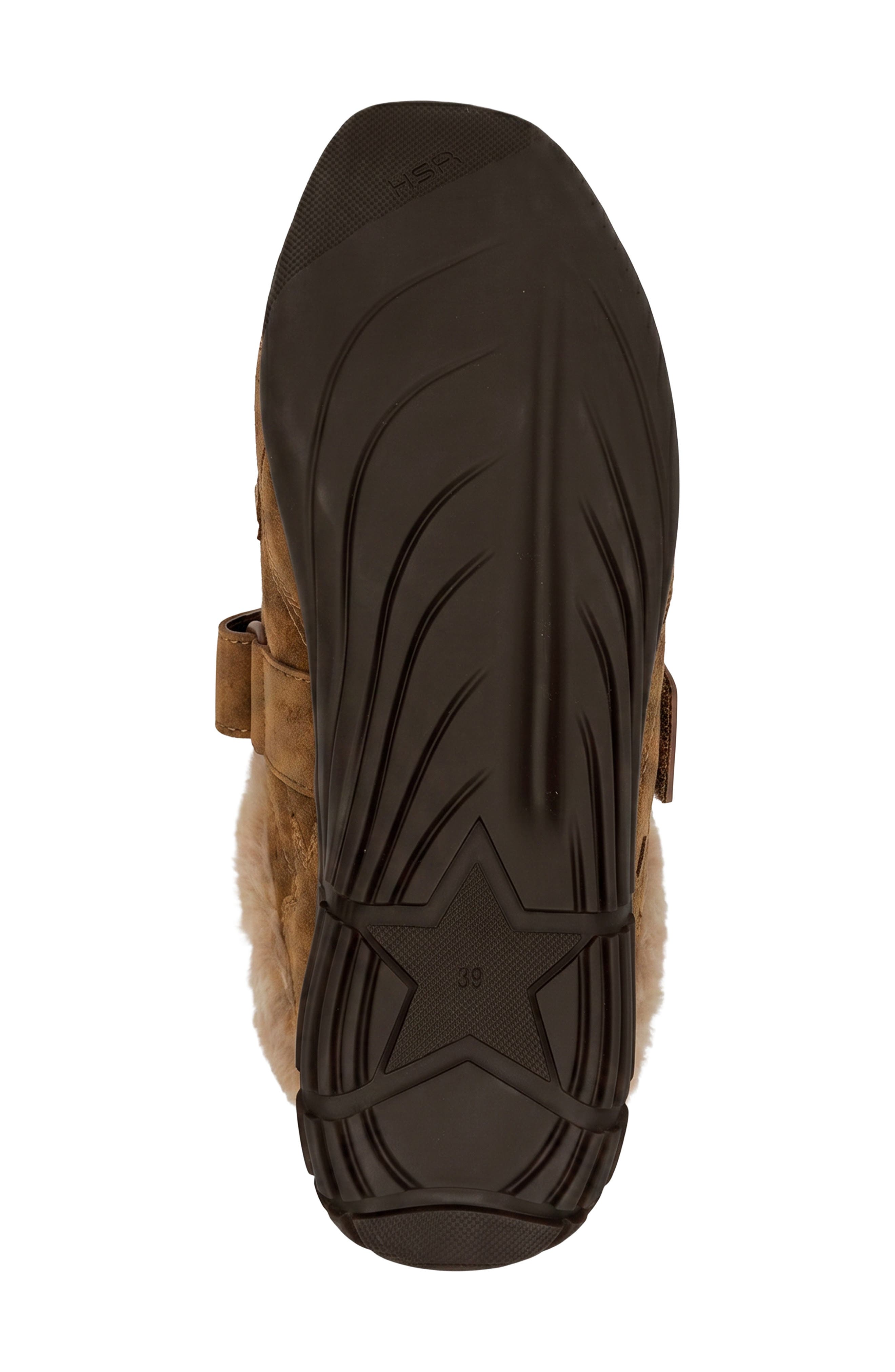 Magda Leather & Faux Fur Mary Jane Sneaker, Alternate, color, CHESTNUT