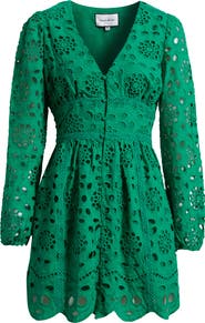 LAYERED WITH LOVE Long Sleeve Eyelet Minidress