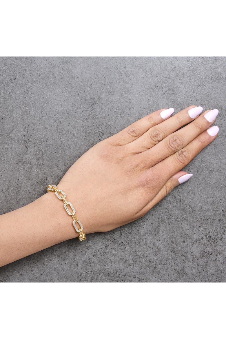 Gold Vermeil 1/10 Cttw Diamond Bold Paperclip Link Bracelet, Alternate, color, Silver