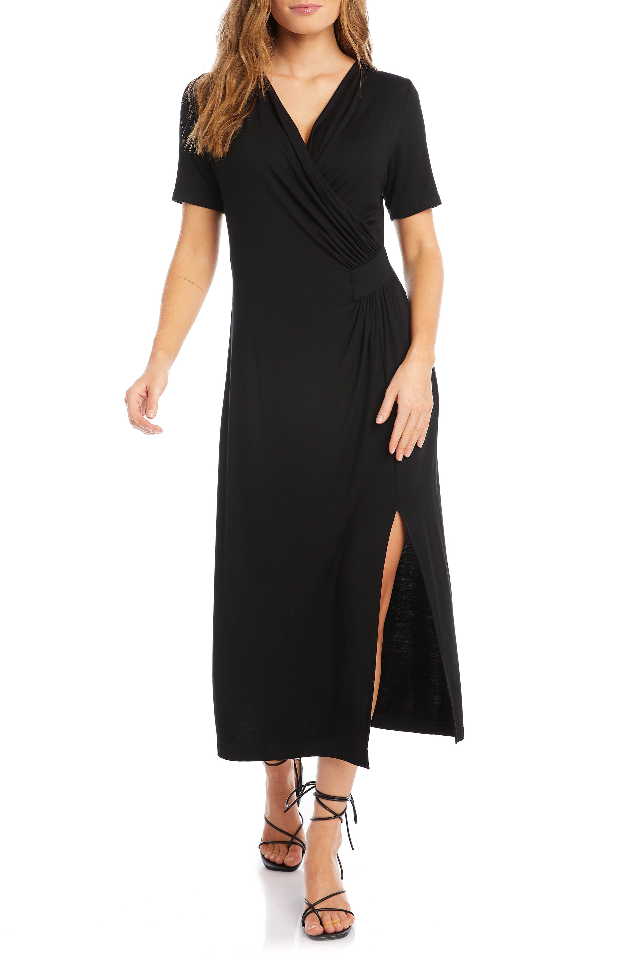 karen kane faux wrap midi dress Karen Kane Women's Faux Wrap Midi Dress - Black