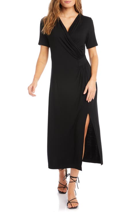 Faux Wrap Midi Dress