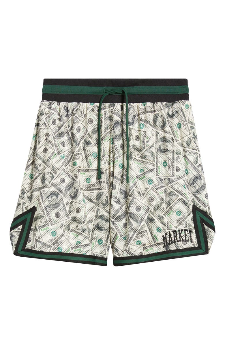 MARKET Money Arc Perforated Game Shorts, Alternate, color, Green Multi