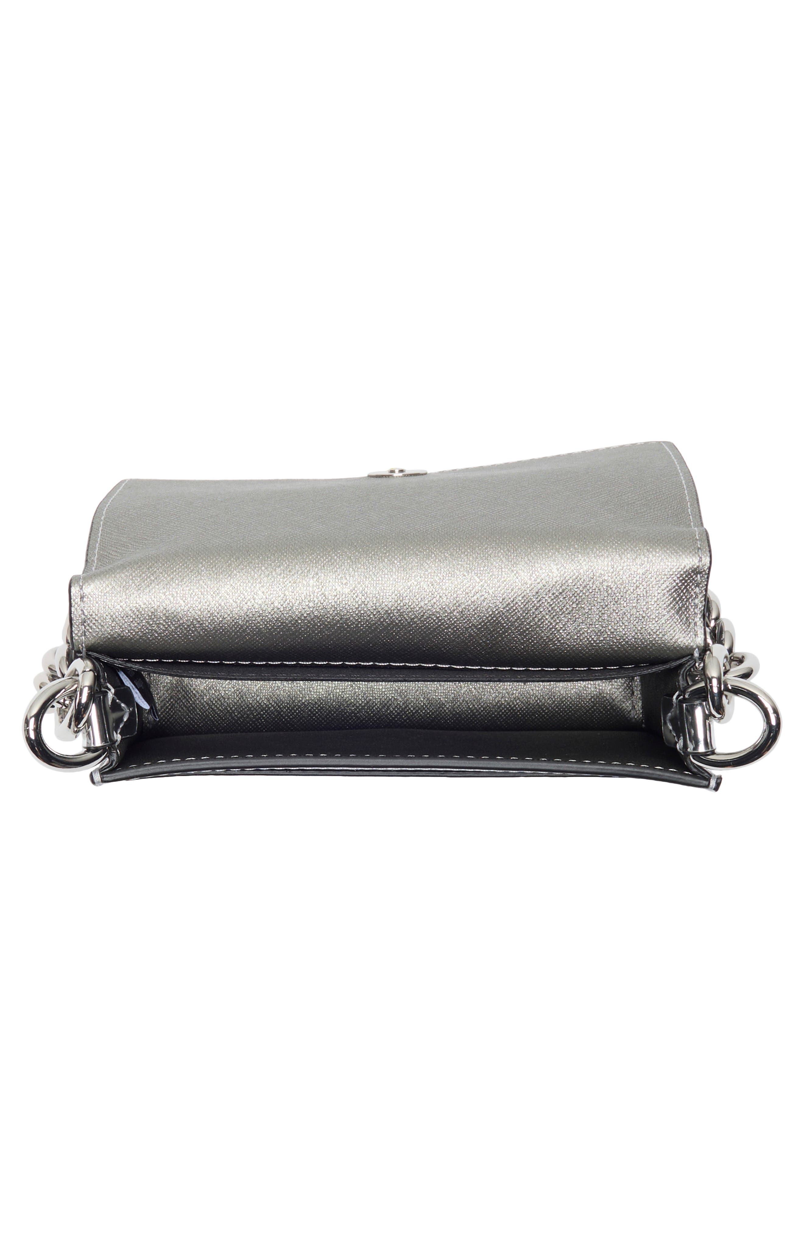 Kate Spade New York natasha metallic leather card case crossbody bag, Alternate, color, Silver