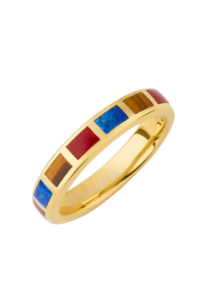 Dash Ring Set In Sterling With 18Kt Gold Overlay, Alternate, color, BlueLapis,TigersEye,Carnelian