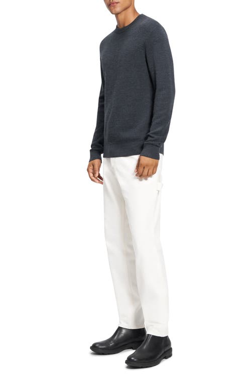 Theory Maden Textured Crewneck Sweater In Charcoal Melange