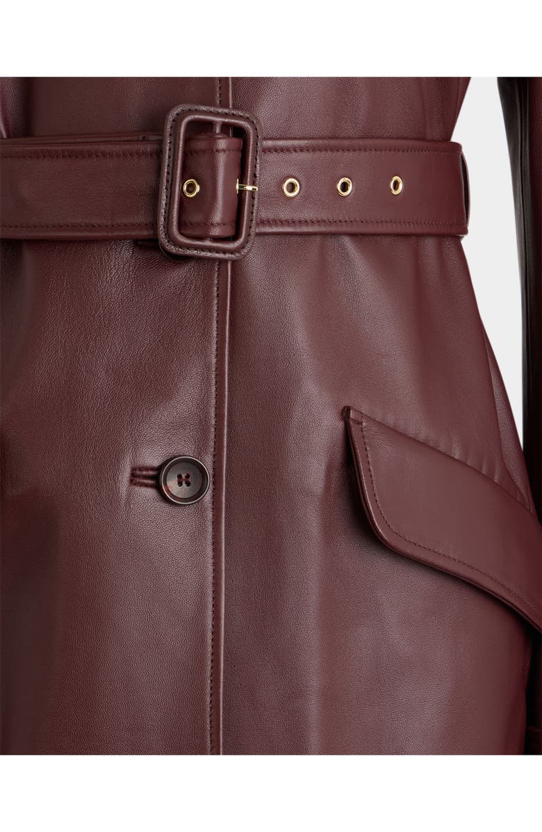 Bally Belted Coat in Leather, Alternate, color, Red