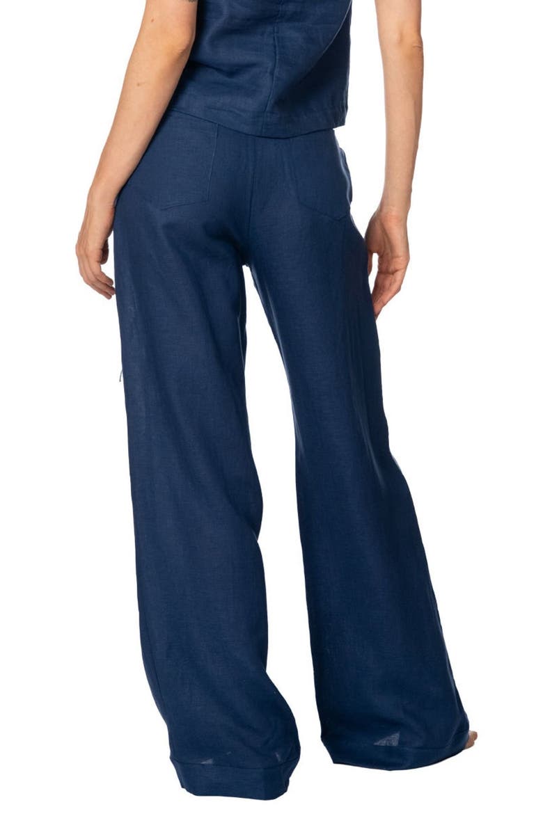 Sacred Sun Navy Wide Leg Zenda Linen Pant, Alternate, color, Navy Blue