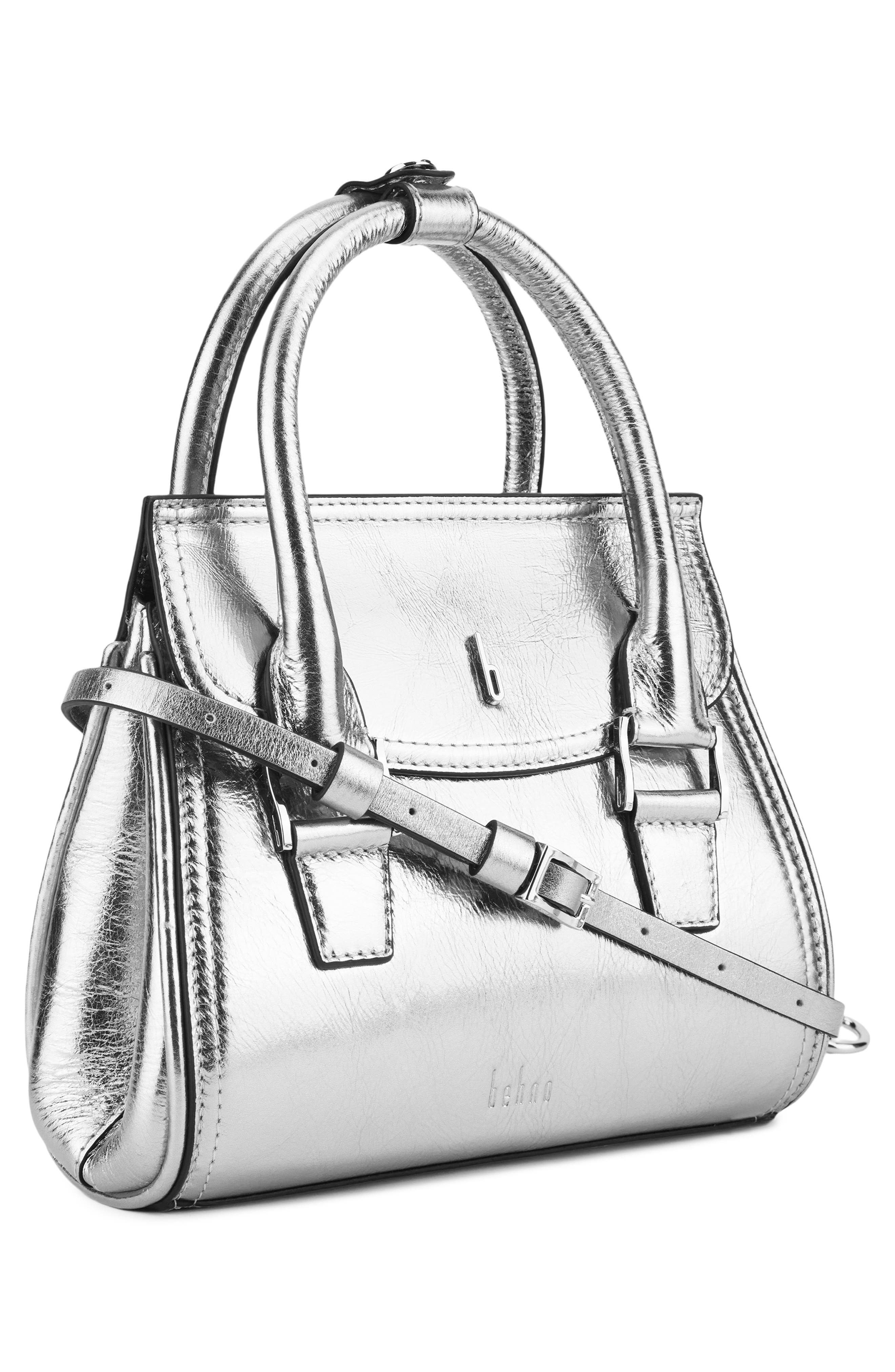Mini Coco Leather Satchel, Alternate, color, SILVER