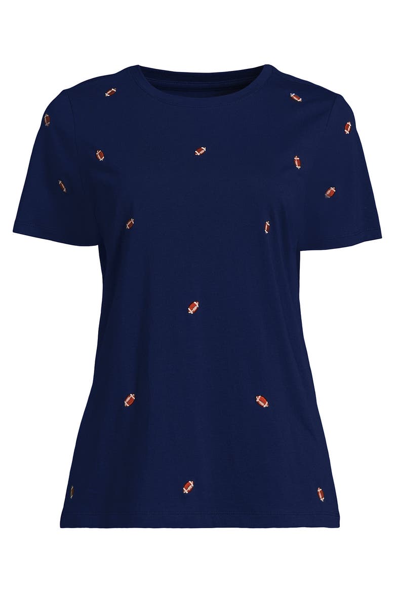 Supima Cotton Crew Neck T-shirt, Alternate, color, Football Embroidery/Navy
