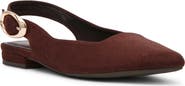 Anne Klein Kalil Faux Leather Slingback Pointed Toe Flat