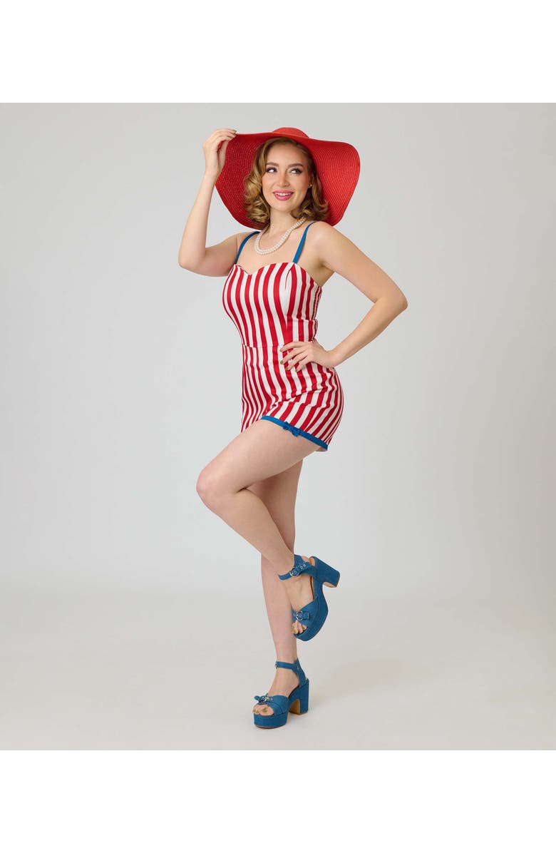 Unique Vintage 1960s Ossining Romper, Alternate, color, Red & White Stripe