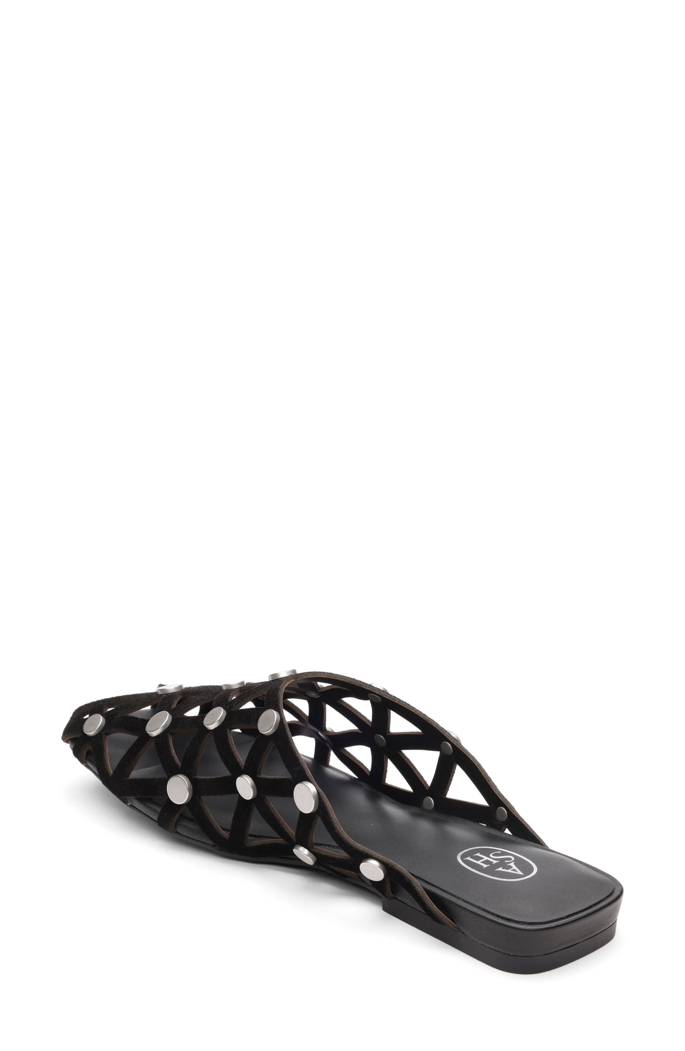 Ash Bone Studded Cutout Slide Sandal, Alternate, color, Black