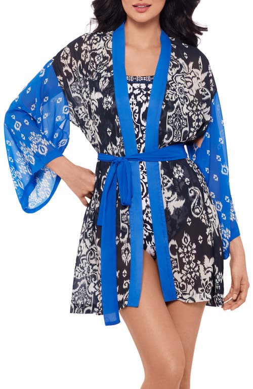 Miraclesuit ® Talavera Long Sleeve Cover-up In Midnight Blue/white