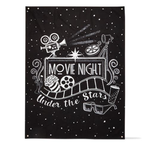 Movie Night Wall Art Black Cotton Sign Panels Easy Clean Decor
