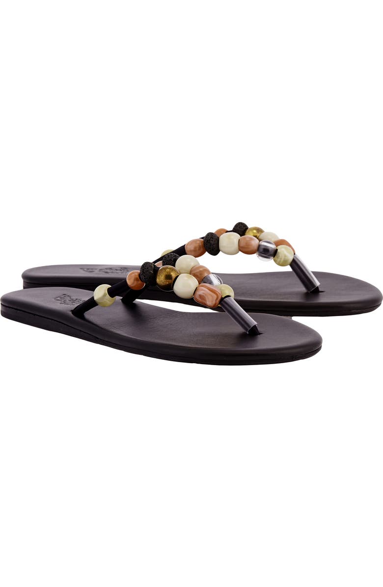 Ancient Greek Sandals Saionara Beaded Flip Flop, Main, color, Black