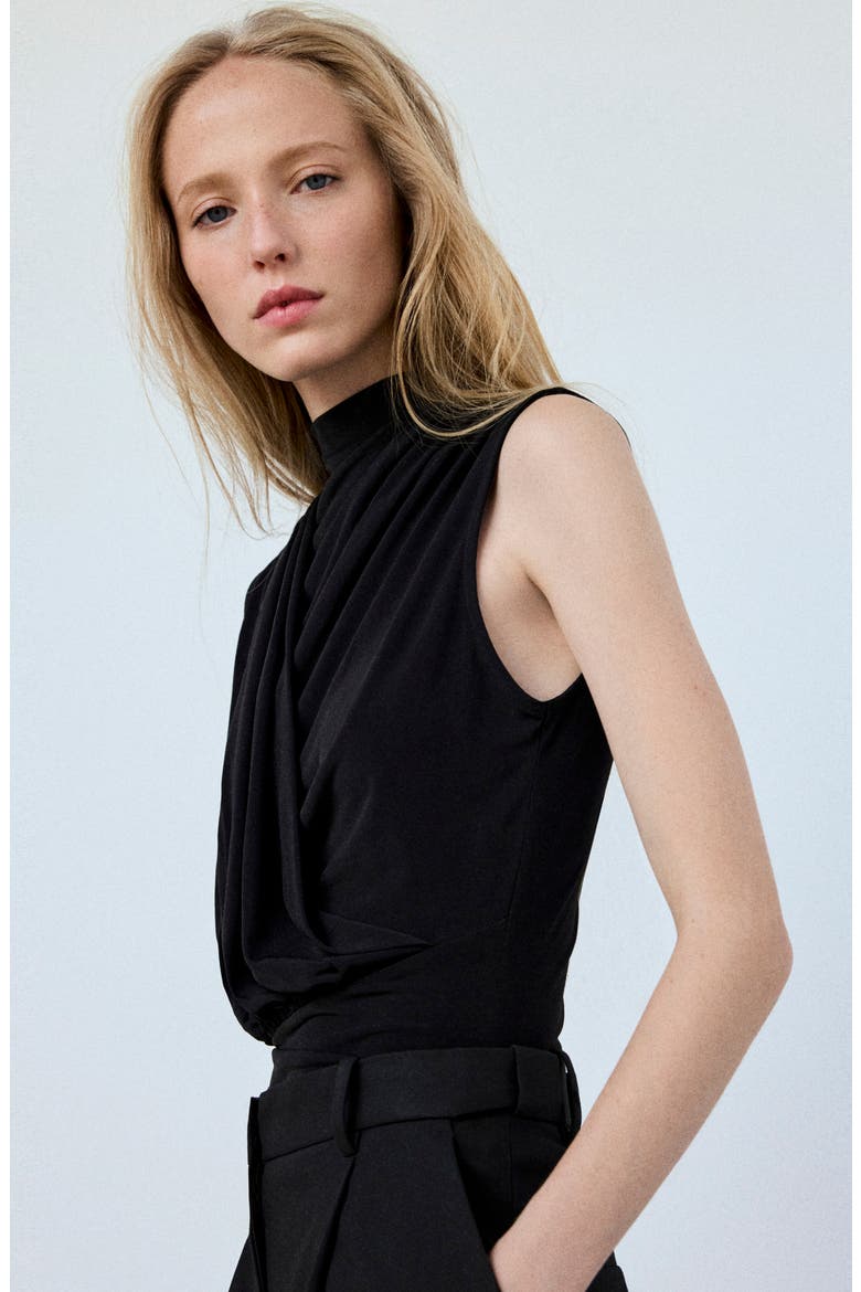 Chiffon Drape Sleeveless Top, Alternate, color, BLACK