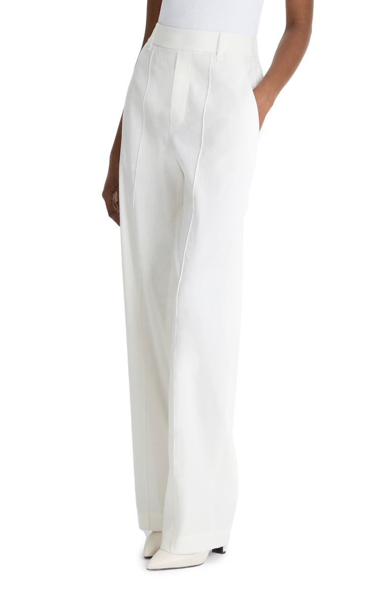 Vince High Waist Pull-On Stretch Linen Blend Pants, Main, color,