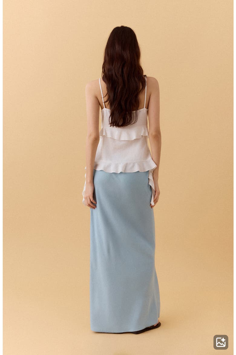 Linen Blend Straight Skirt, Alternate, color, SKY BLUE