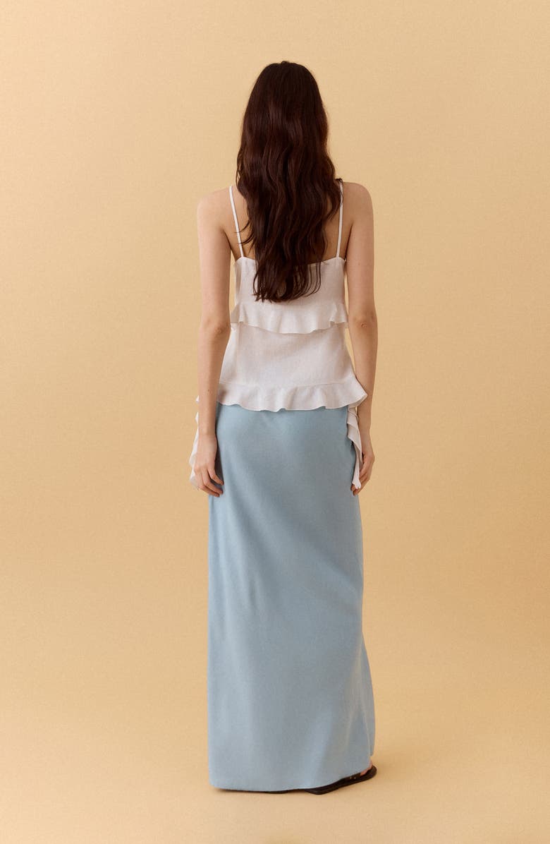 MANGO TEEN Linen Blend Straight Skirt, Alternate, color, Sky Blue