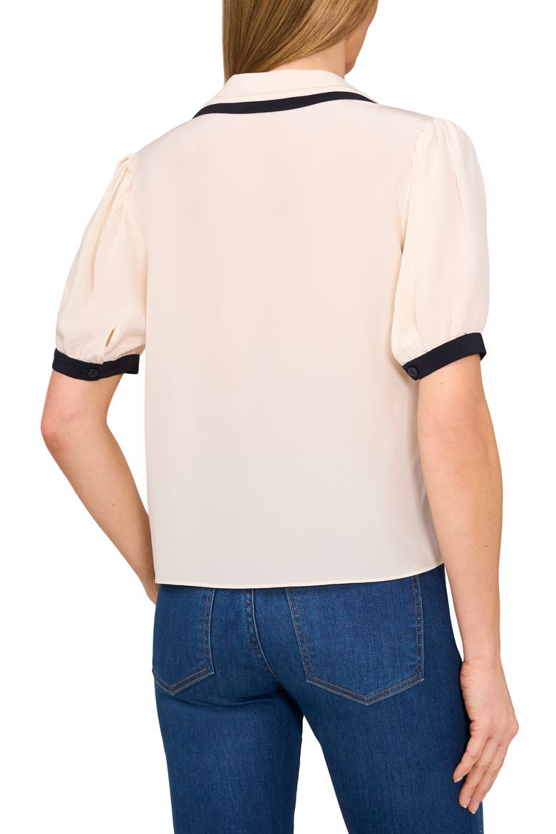 Contrast Trim Georgette Top, Alternate, color, EGGNOG