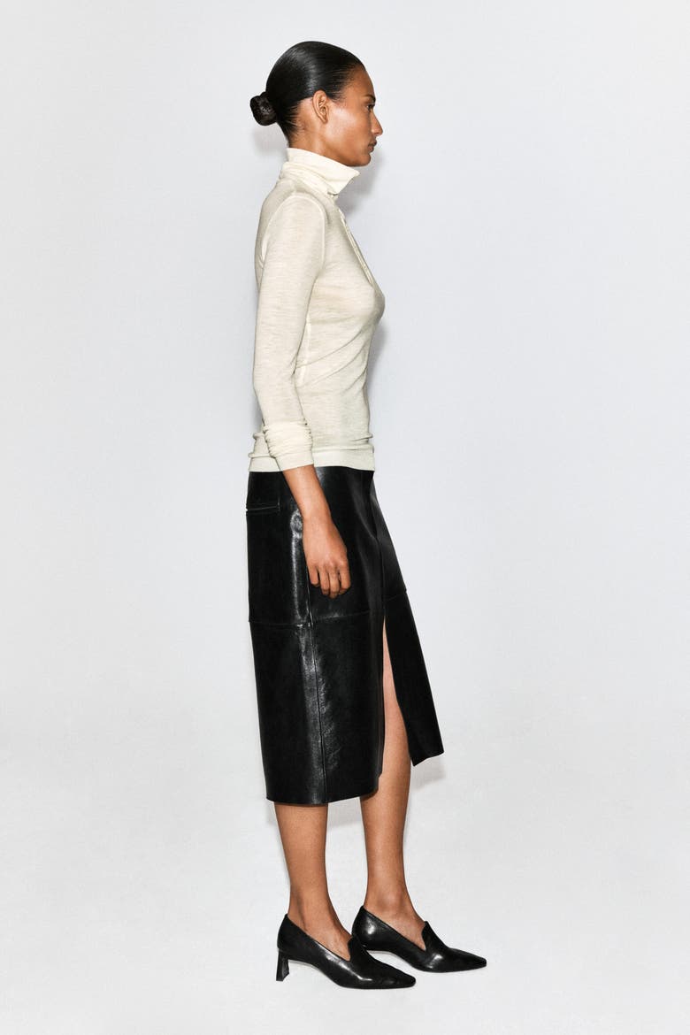 Merino Wool Buttoned Mock-neck Top, Alternate, color, IVORY