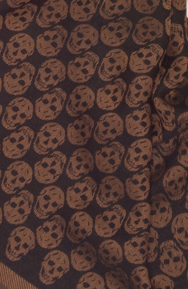 McQueen Skull Monogram Wool Blend Scarf, Alternate, color, Camel/ Black