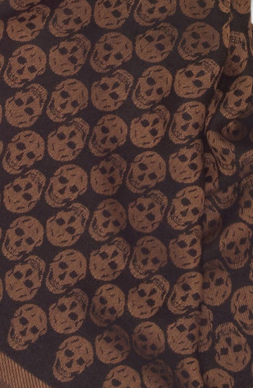 Alexander Mcqueen Mcqueen Skull Monogram Wool Blend Scarf In Brown