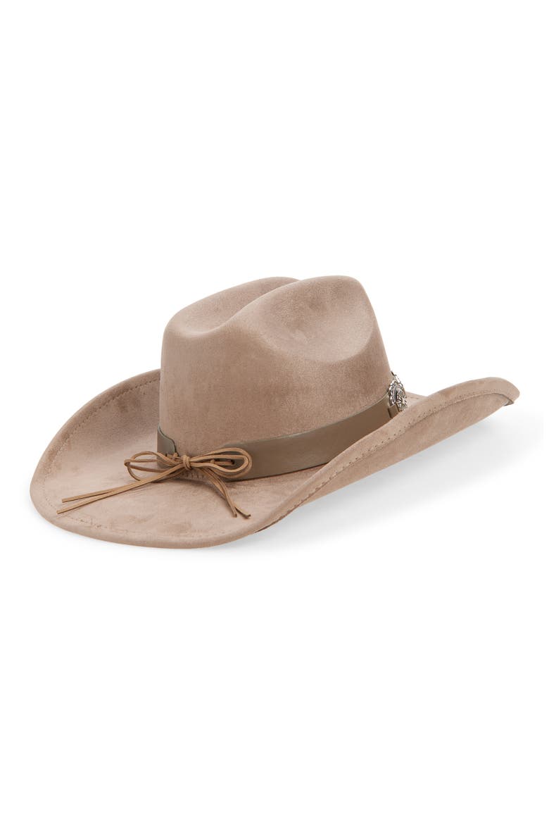 Western Cowboy Hat with Concho Leather Band, Alternate, color, TAUPE