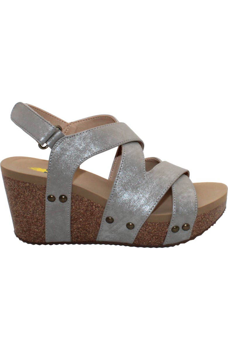 Volatile Tory Crisscross Wedge Sandal, Alternate, color, Bronze