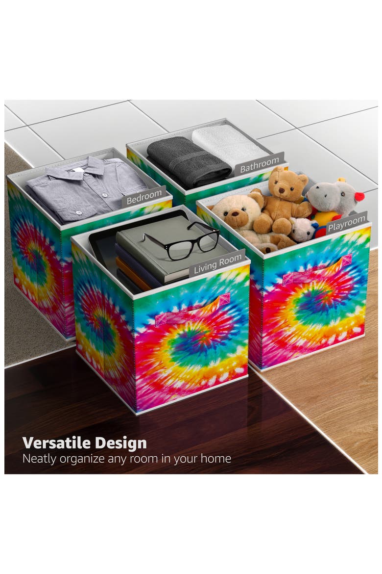 Set of 6 11-Inch Foldable Storage Bins, Alternate, color, TIE DYE