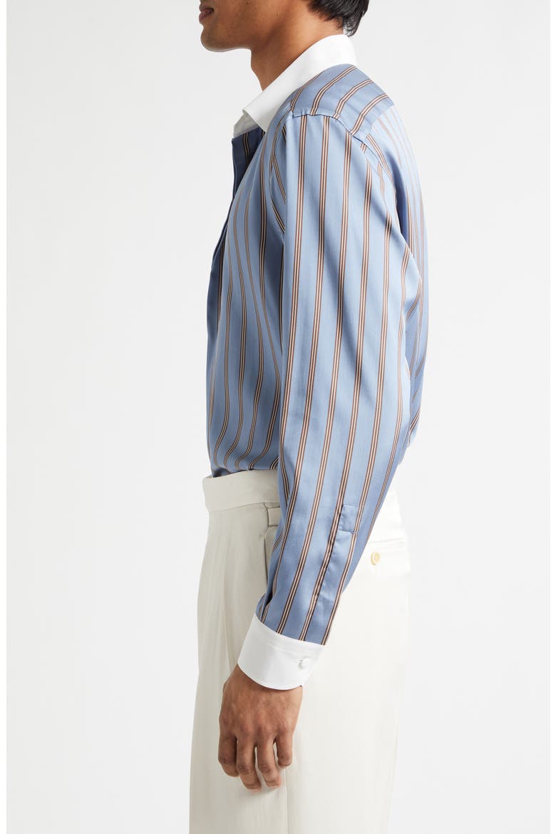 Fluid Fit Stripe Silk Jacquard Button-Up Shirt, Alternate, color, BLUE MULTICOLOR