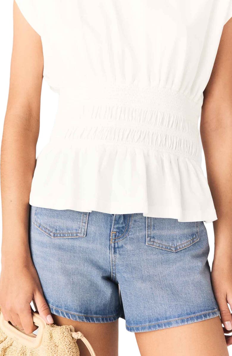 maje Fitted pleated T-shirt, Alternate, color, White