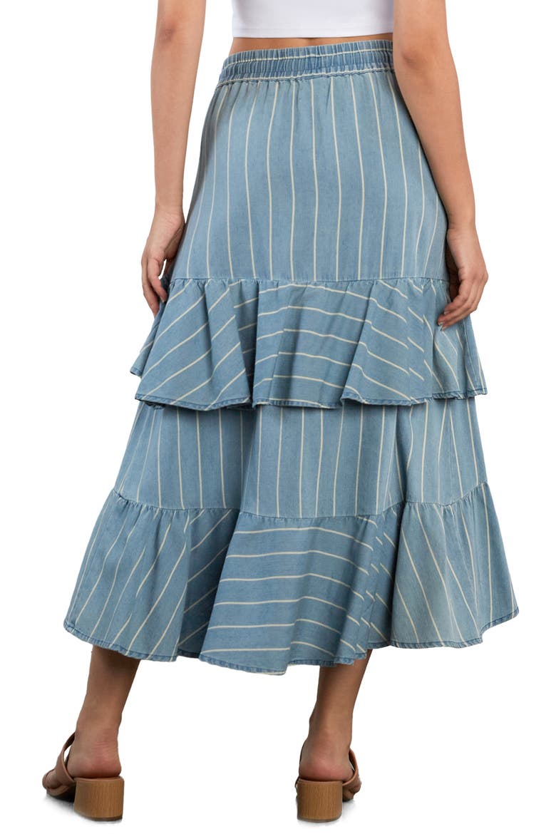 Moonlit Ruffle Midi Skirt, Alternate, color, DENIM CABANA STRIPE