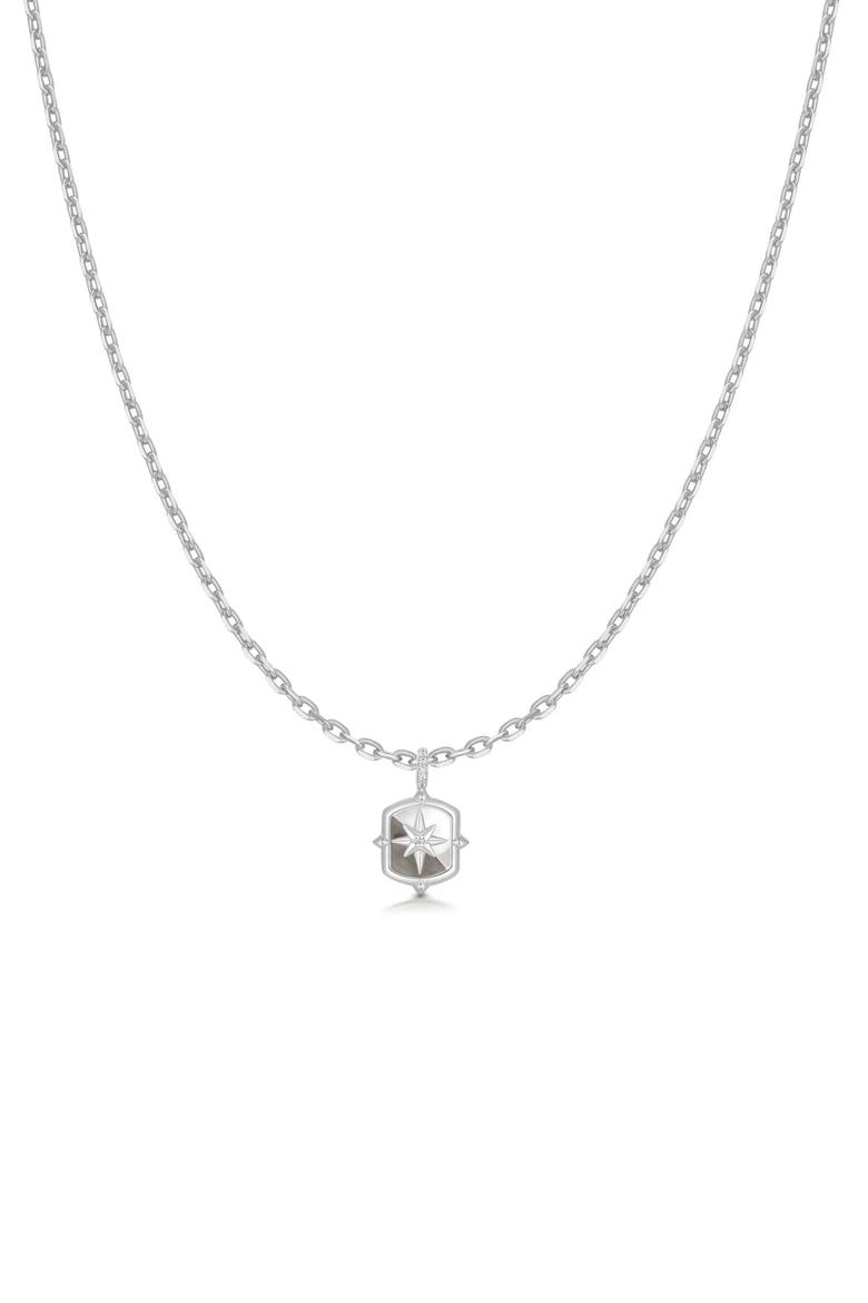 Colorblock Mother Of Pearl Pendant Necklace, Main, color, SILVER