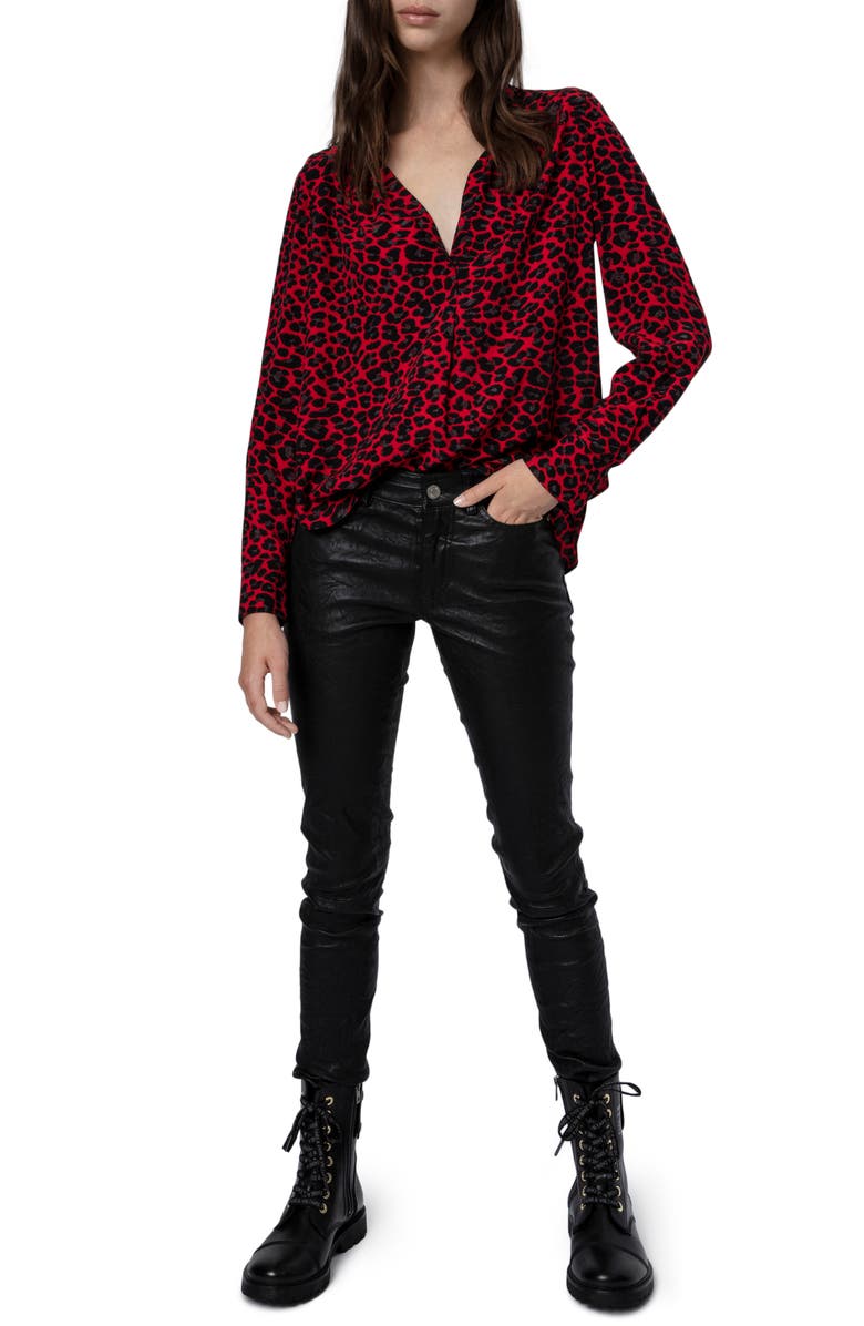 Zadig & Voltaire Tink Leopard Print Blouse, Alternate, color,