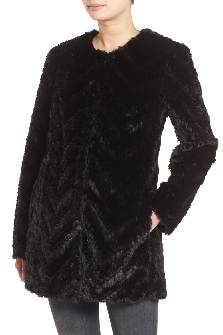 Tiered Faux Fur Topper, Alternate, color, BLACK