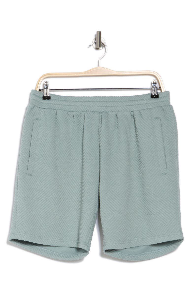 FLEECE FACTORY Geometric Jacquard Shorts, Alternate, color, Vintage Teal