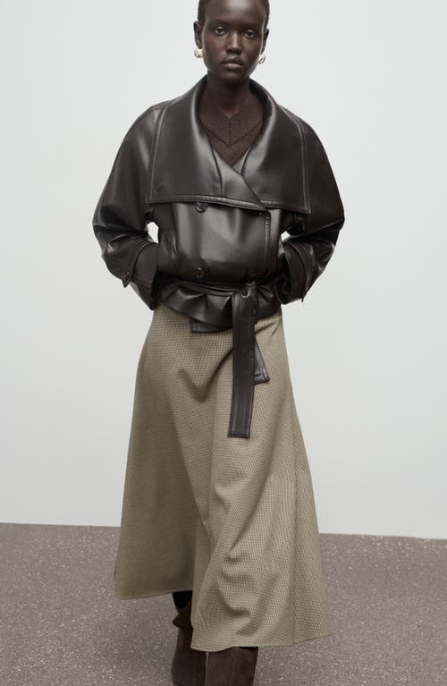 Mango Houndstooth A-line Skirt In Gray