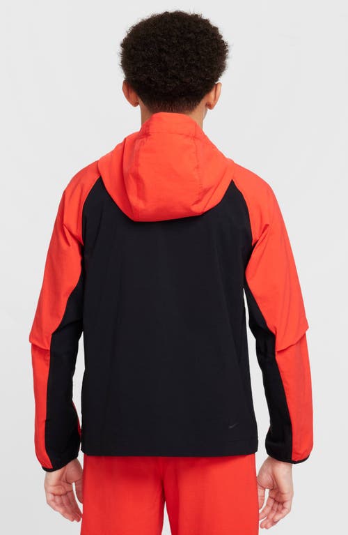 Nike Boys   Nsw Tech Woven Full-zip Jacket Pd In Black/light Crimson/black