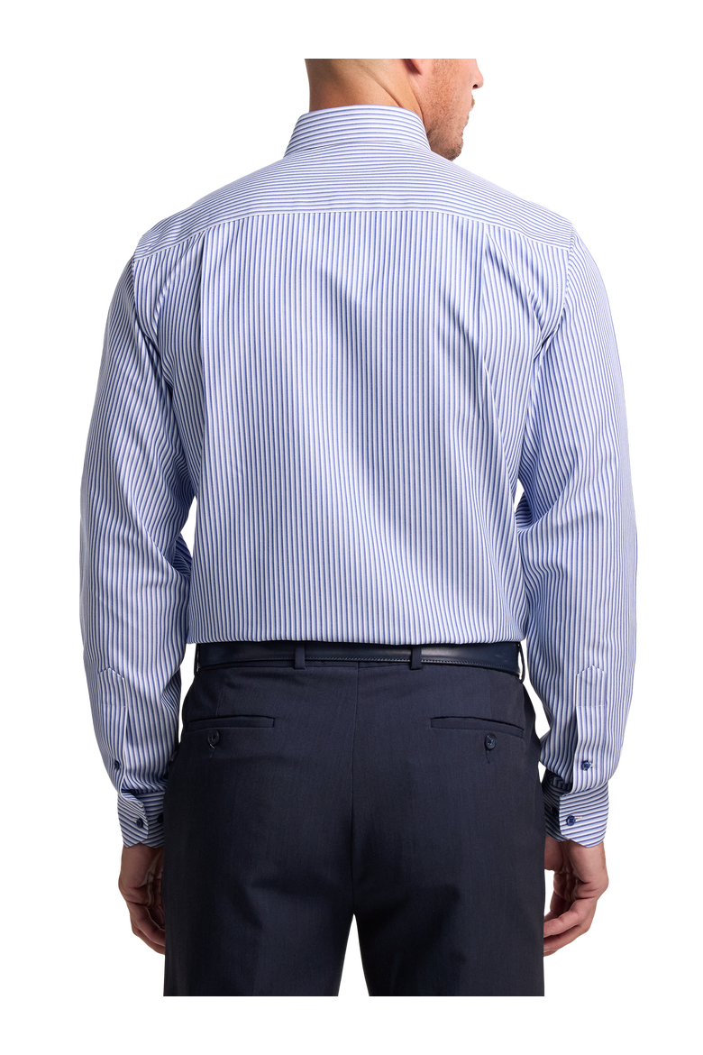 Cotton Spread Collar Twill Slim Contrast Trim Button Cuff Long Sleeve, Alternate, color, Blue