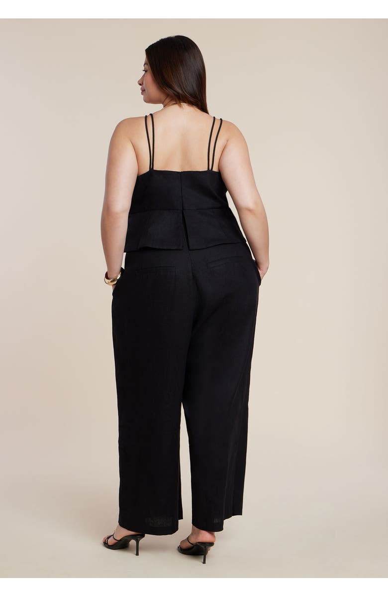 ELOQUII Embroidered Pleated Jumpsuit, Alternate, color, Black Onyx