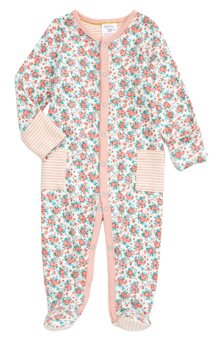 Mini Boden Fitted Floral Footie, Main, color, 