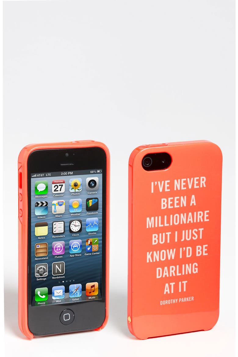 'millionaire quote' iPhone 5 & 5S case, Main, color, FLO CORAL/CREAM