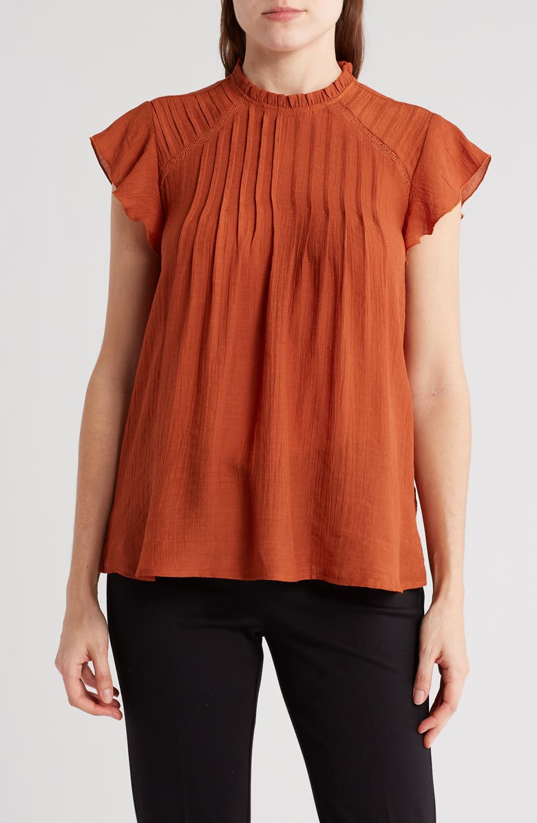 Nanette Lepore Cap Sleeve Pleated Top, Main, color,