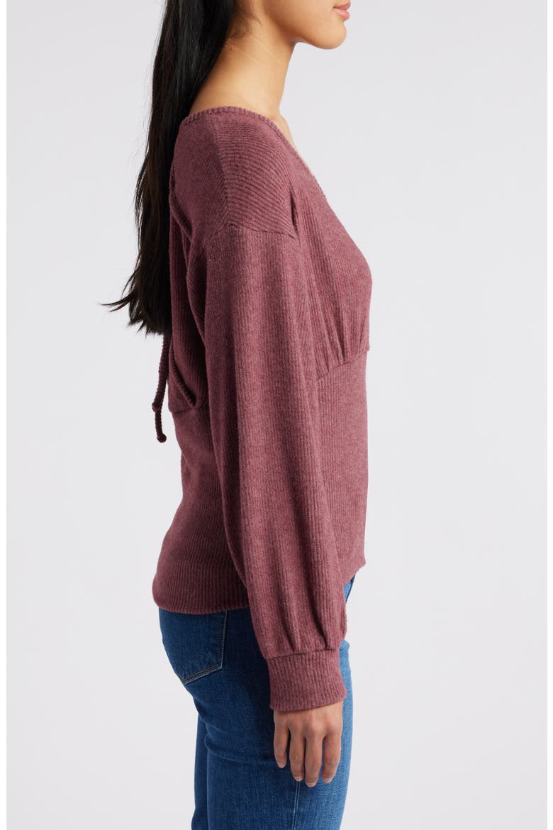 Empire Tie Back Rib Top, Alternate, color, WINE