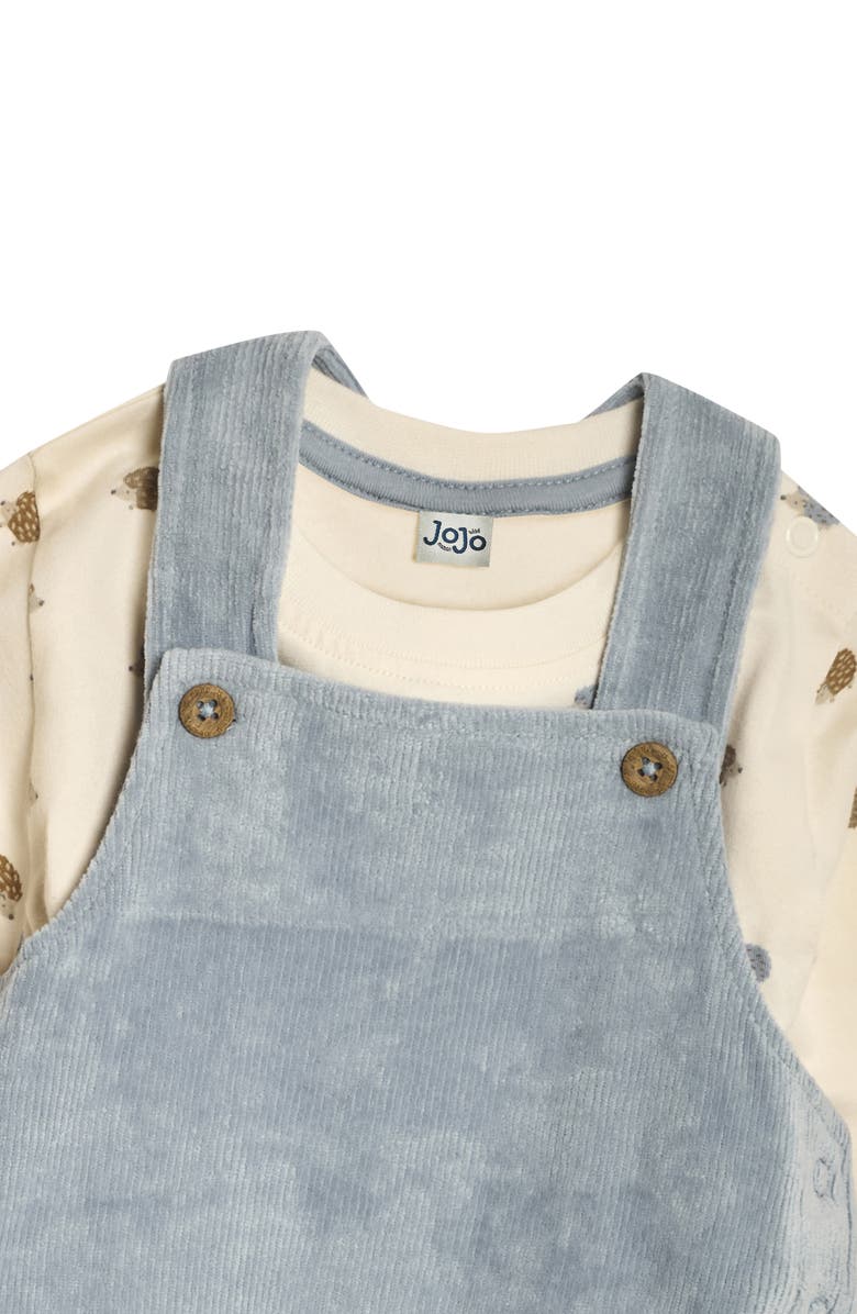 JOJO MAMAN BEBE Hedgehog Appliqué Long Sleeve T-Shirt & Overalls Set, Alternate, color,
